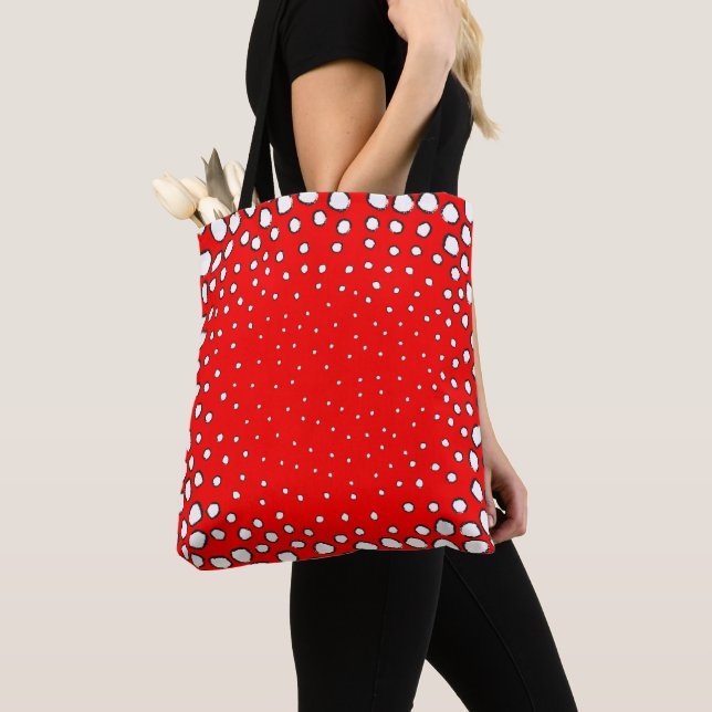 red pheasant bird inspired seamless patterned tote bag (Close Up)