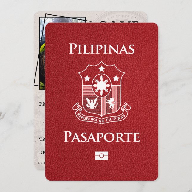 Red Philippines Passport Save The Date (Front/Back)