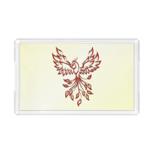 Red Phoenix Rises Acrylic Tray