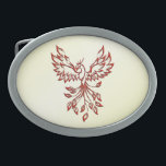 Red Phoenix Rises Belt Buckle<br><div class="desc">The mythical bird "The Phoenix" on yellow</div>