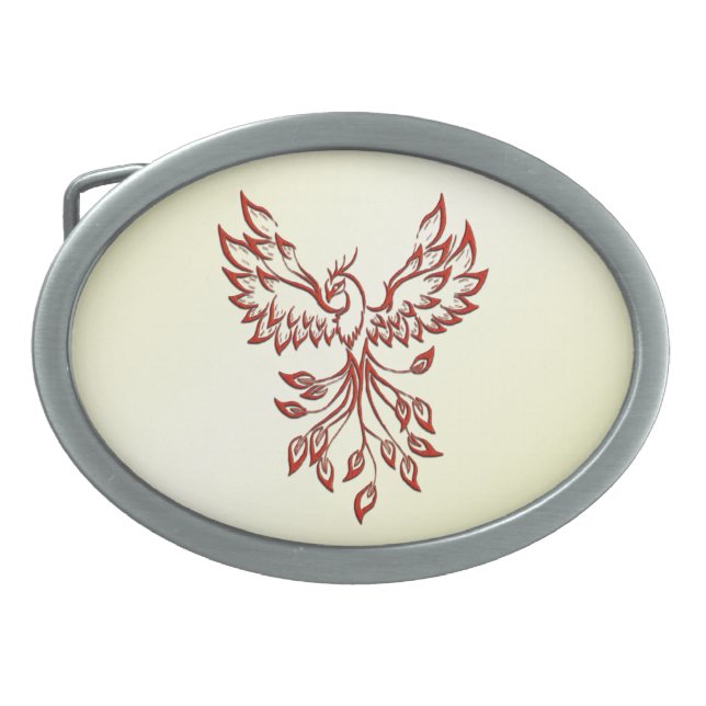 Red Phoenix Rises Belt Buckle (Front)