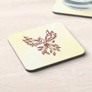 Red Phoenix Rises Beverage Coaster