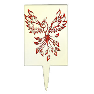 Red Phoenix Rises Cake Topper