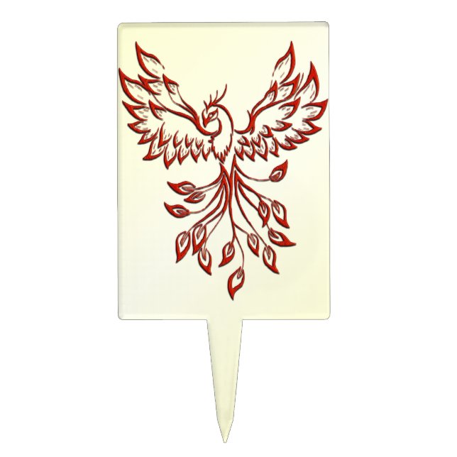 Red Phoenix Rises Cake Topper (Front)