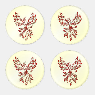 Red Phoenix Rises Coaster Set
