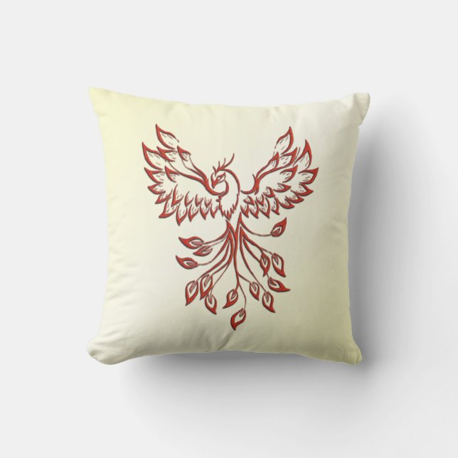 Red Phoenix Rises Outdoor Pillow (Front)