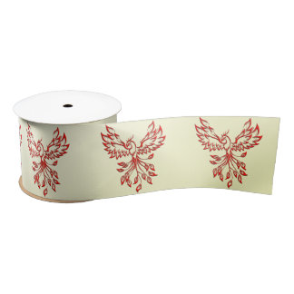Red Phoenix Rises Satin Ribbon