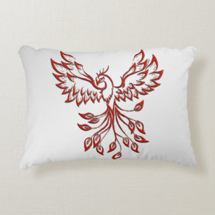 Red Phoenix Rises Silver Accent Pillow