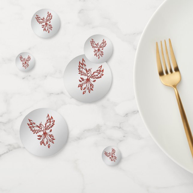 Red Phoenix Rises Silver Confetti (Group)