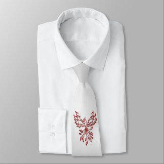 Red Phoenix Rises Silver Neck Tie