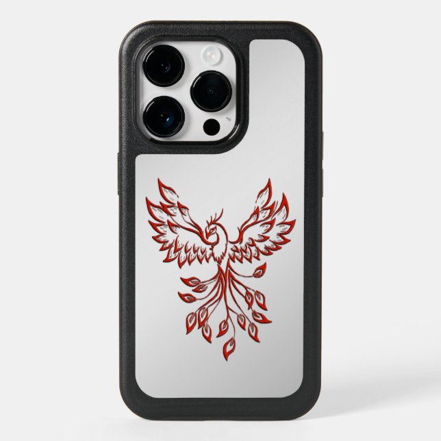 Red Phoenix Rises Silver Otterbox iPhone Case (Back)