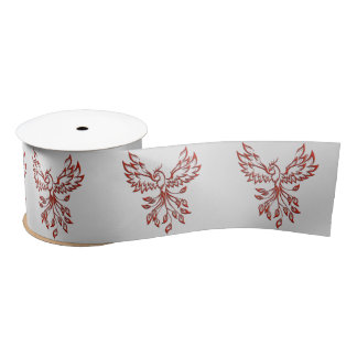 Red Phoenix Rises Silver Satin Ribbon