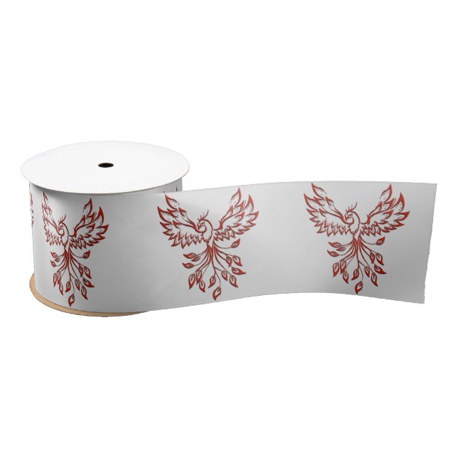 Red Phoenix Rises Silver Satin Ribbon (Spool)