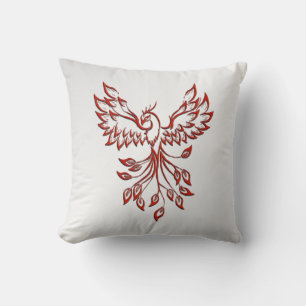 Red Phoenix Rises Silver Throw Pillow