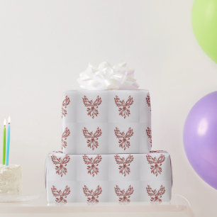Red Phoenix Rises Silver Wrapping Paper