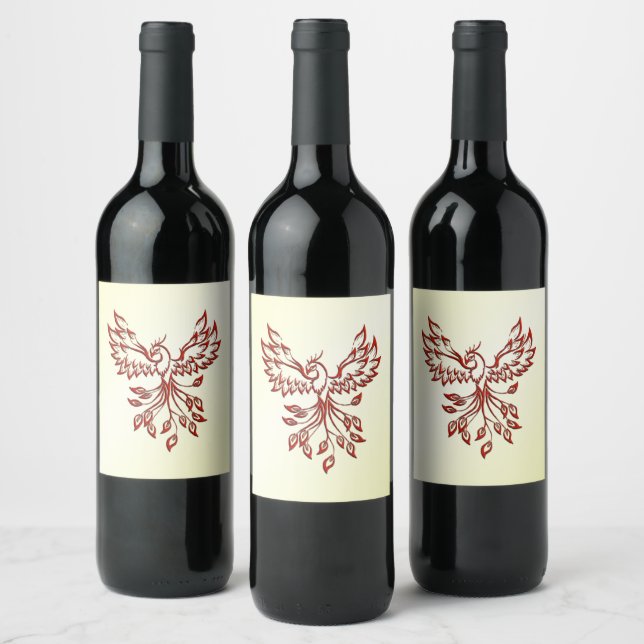 Red Phoenix Rises Wine Label (Bottles)