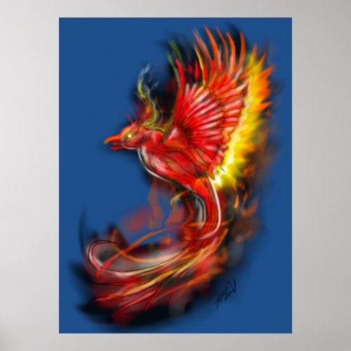 red phoenix rising from the ashes firebird poste poster