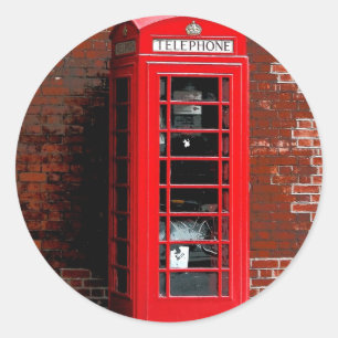 Red Phone Box London England UK Classic Round Sticker