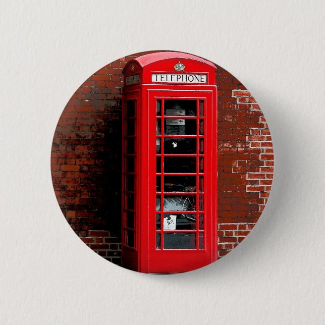 Red Phone Box London England UK Pinback Button (Front)