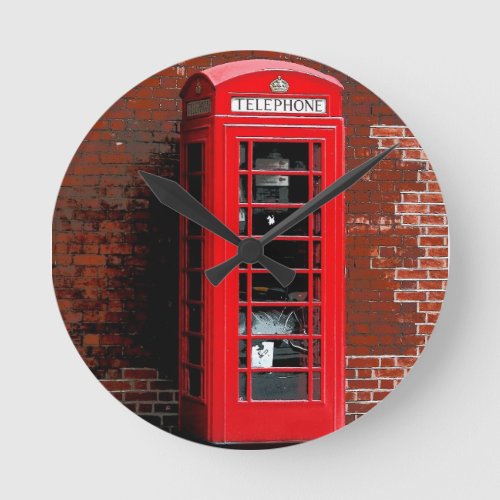 Red Phone Box London England UK Round Clock