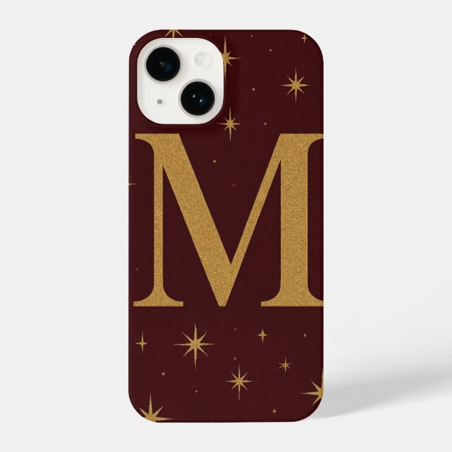 🔥 Red Phone Case with Big M & Yellow Stars – Bold (Back)