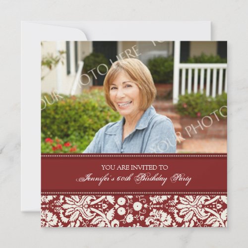 Red Photo 60th Birthday Party Invitations