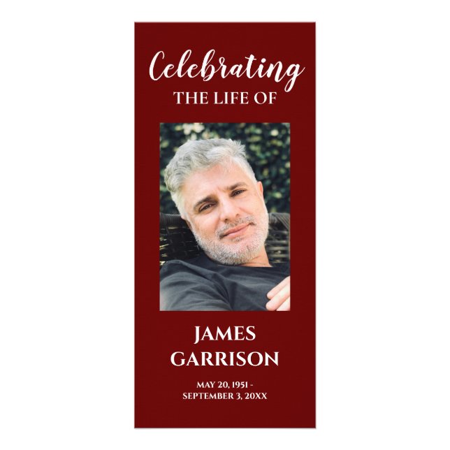 Red Photo Celebration of Life Memorial Program (Front)
