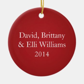 Red Photo Christmas Ornament W/ Names & Date by thechristmascardshop at Zazzle