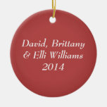 Red Photo Christmas Ornament W/ Names &amp; Date at Zazzle