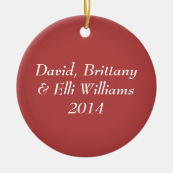 Red Photo Christmas Ornament W/ Names & Date by thechristmascardshop at Zazzle