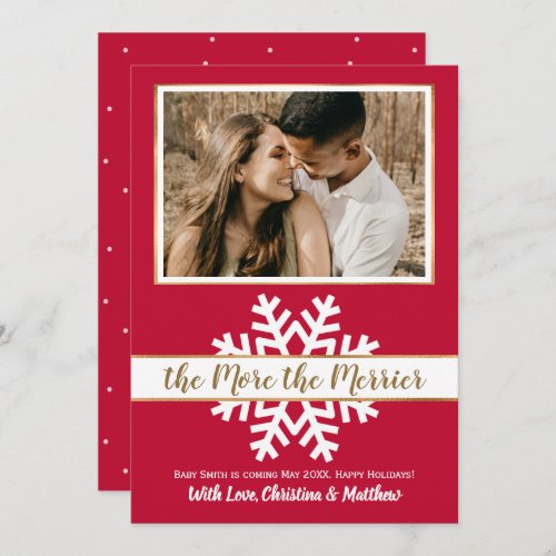 Red Photo Christmas Pregnancy Announcement Cards