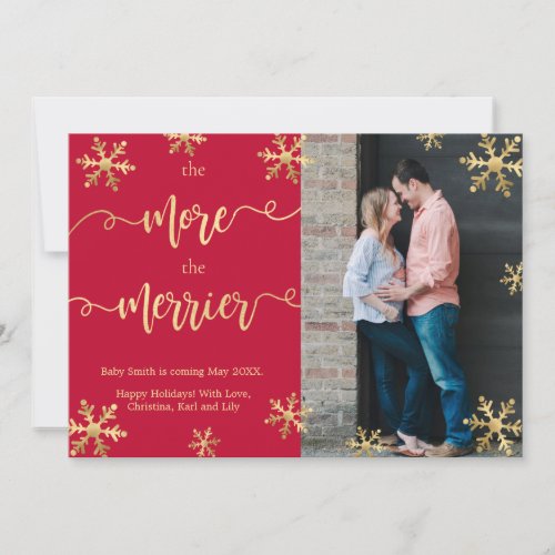 Red Photo Christmas Pregnancy Announcement Cards