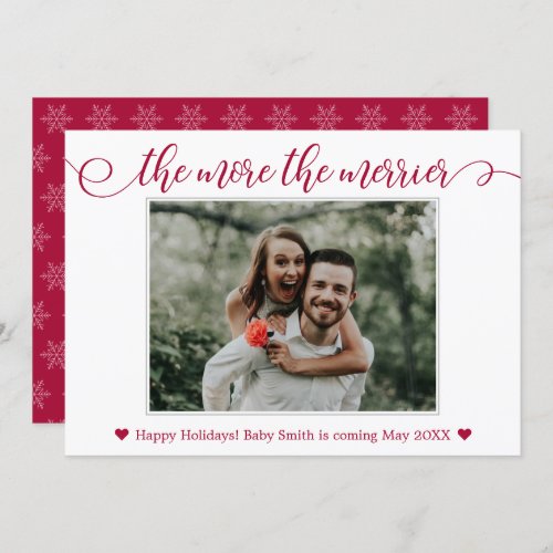 Red Photo Christmas Pregnancy Announcement Cards