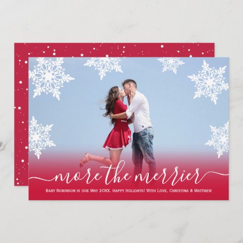 Red Photo Christmas Pregnancy Announcement Cards