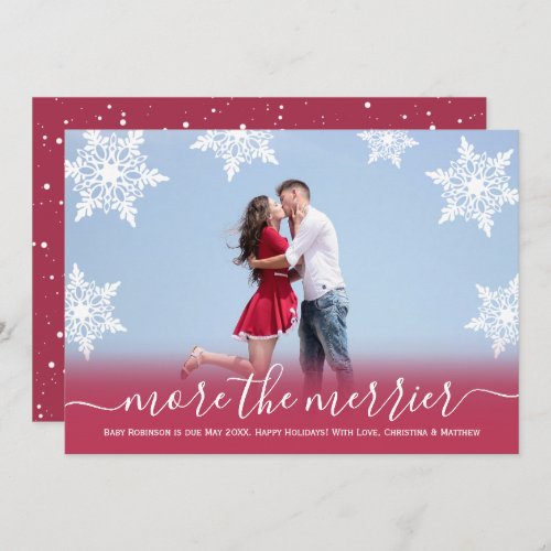 Red Photo Christmas Pregnancy Announcement Cards