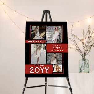 Red Photo Collage Class of Graduation Party Foam Board