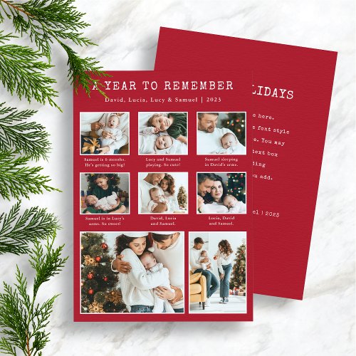 Red Photo Collage Modern Holiday Card