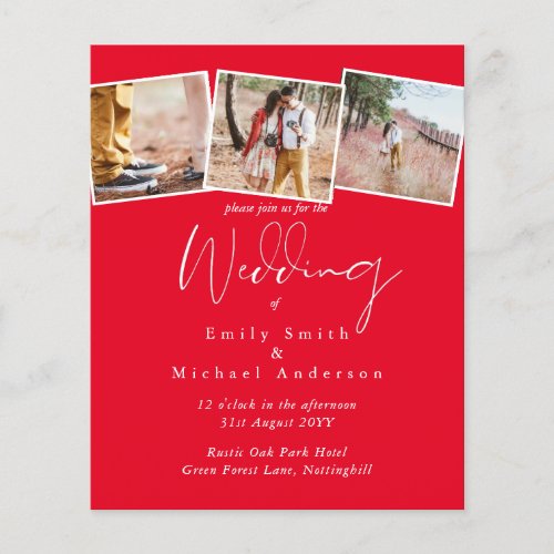 RED PHOTO Collage MONOCHROME Wedding Budget Invite