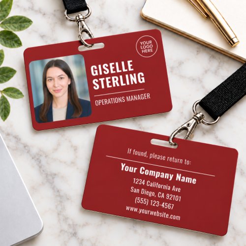 Red Photo Employee Logo Security Badge