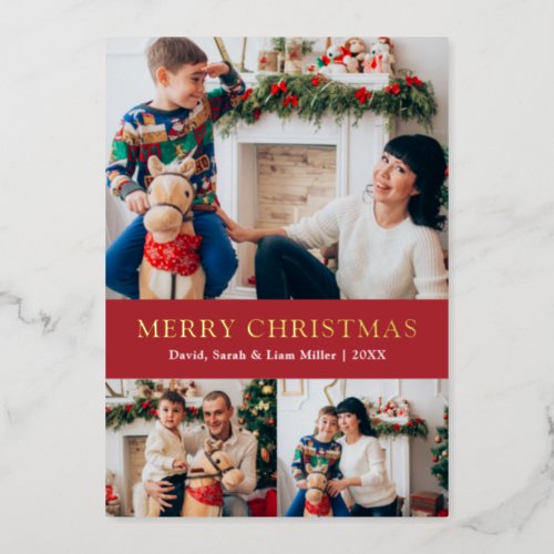 Red Photo Foil Holiday Card