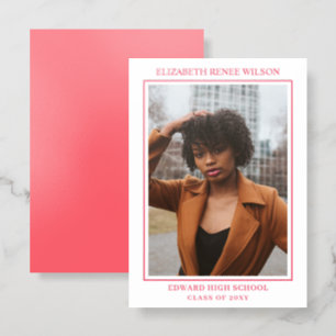 Red Photo Graduation Announcement Letterpress Card