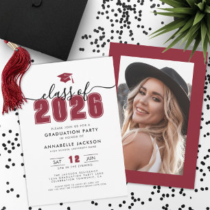 Red Photo Graduation Party Invitation