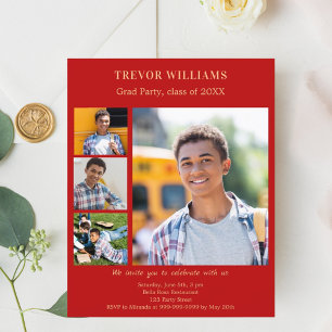 Red photo Graduation Party invitation