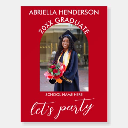 Red Photo Graduation Party Welcome Sign