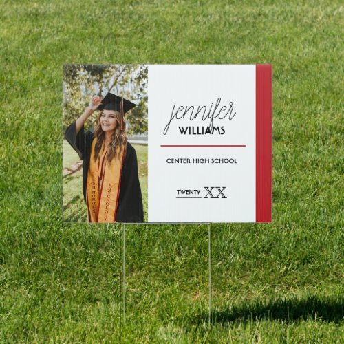 Red Photo Graduation Yard Sign