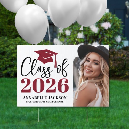 Red Photo Graduation Yard Sign