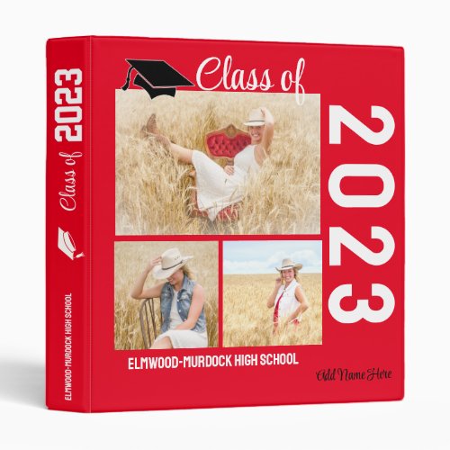 Red Photo High School Scrapbook Album 3 Ring Binder