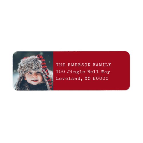 Red Photo Holiday Return Address Label