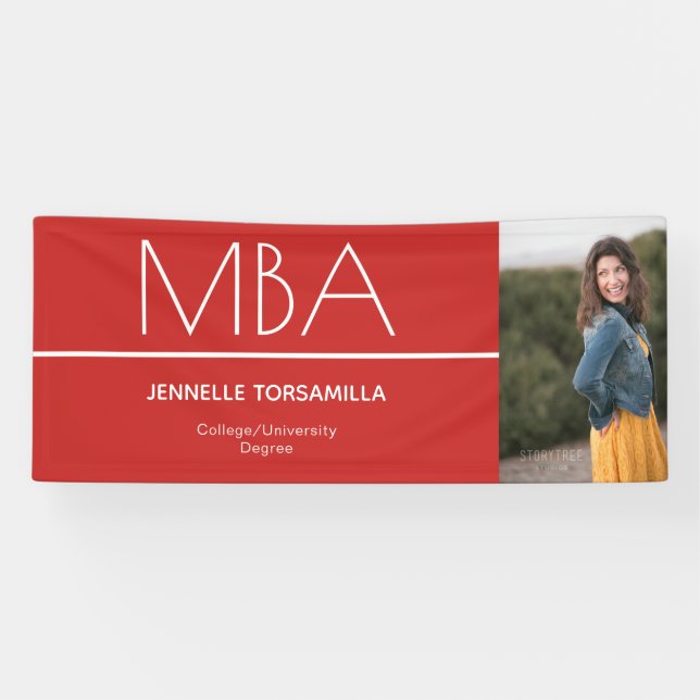 Red Photo MBA Graduation Banner (Horizontal)