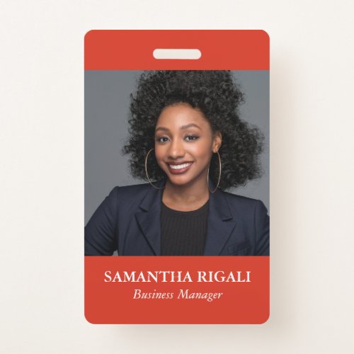 Red Photo Name Tag Badge
